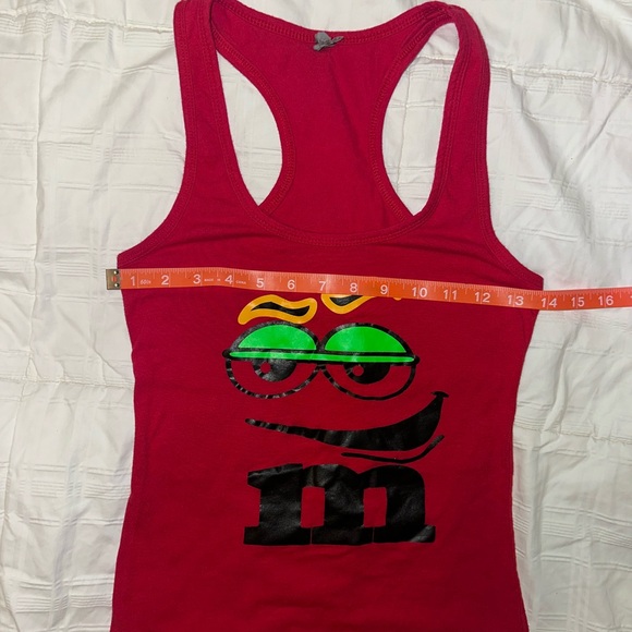 M&M Motif Red Tank Top with Graphic Design - Picture 7 of 8